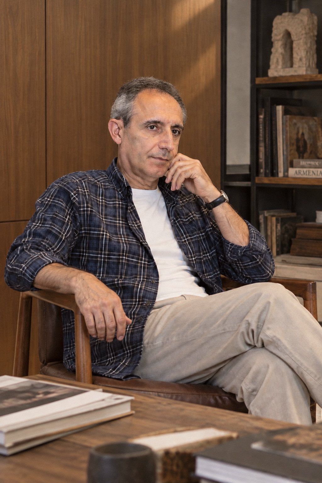Armen Daneghyan seated in his study